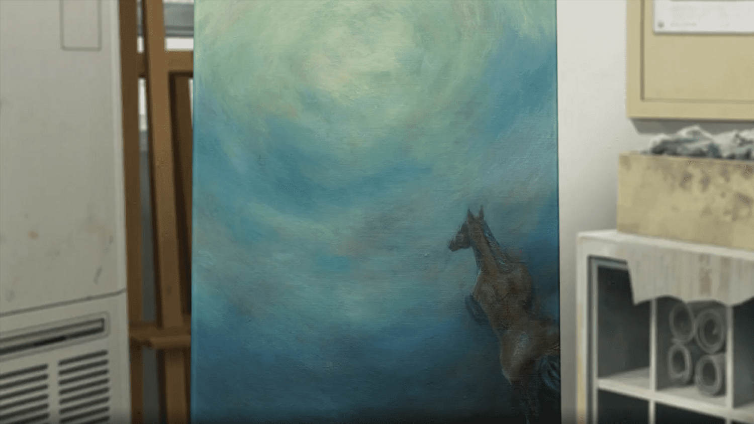 The horse painting by Makoto (image via Sunrise)