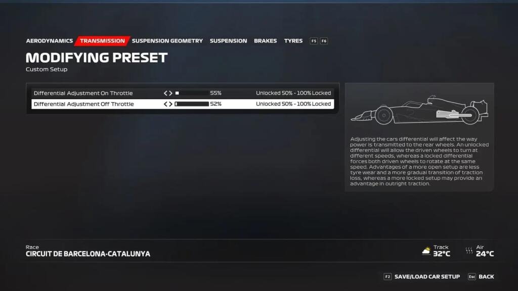 F1 23 spain setup transmission