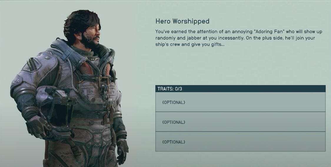 Starfield Hero Worshipped Trait - description