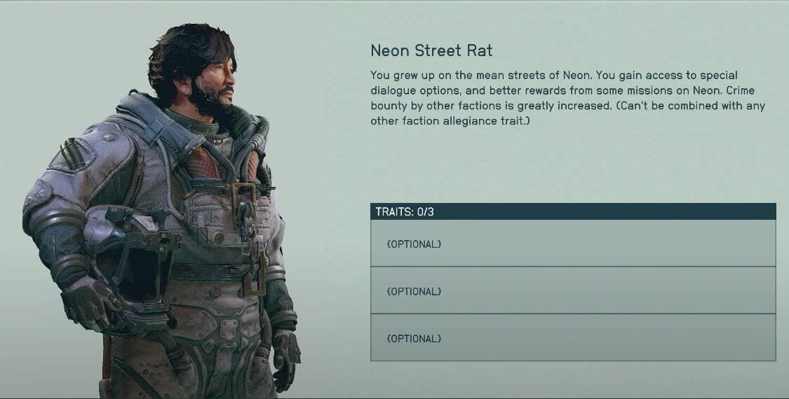 Starfield Neon Street Rat Trait - description