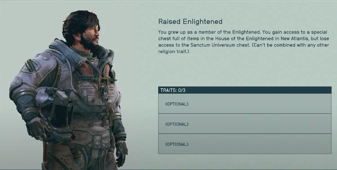 Starfield Raised Enlightened Trait - description