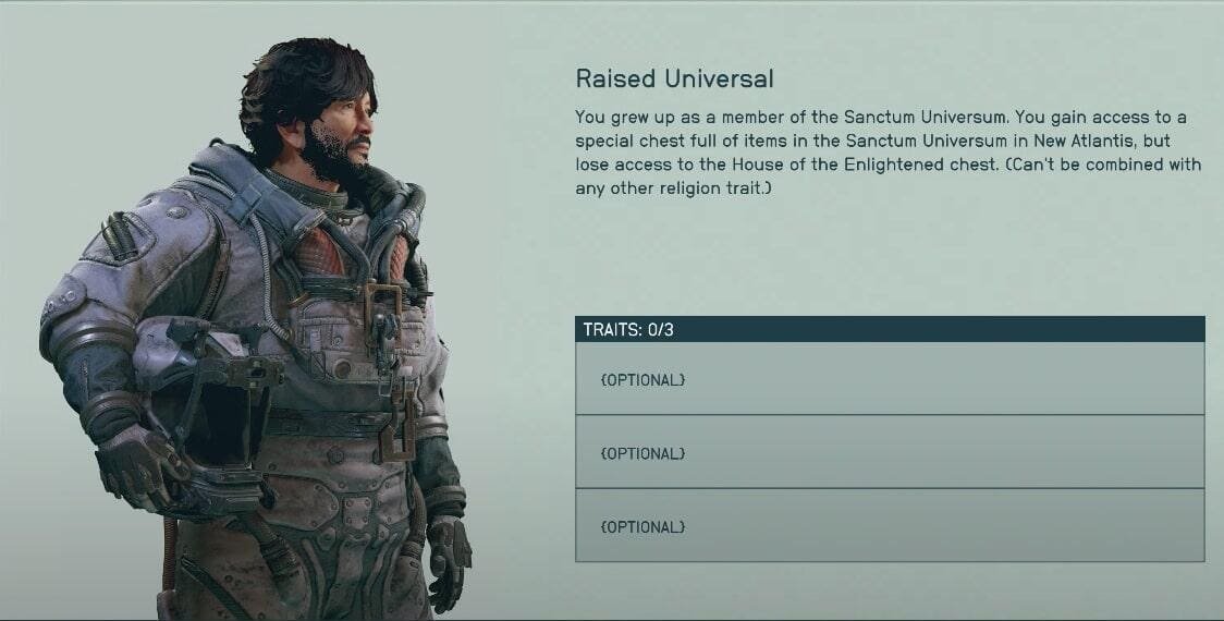 Starfield raised universal trait - description