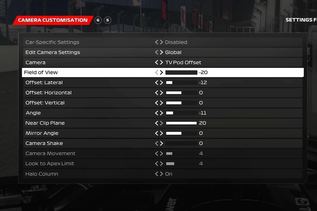 f1 23 camera settings