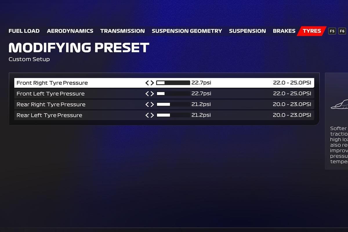 F1 23 Singapore setup settings tyres