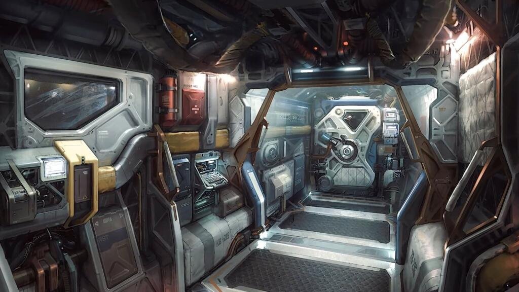 Starfield inside space station art concept