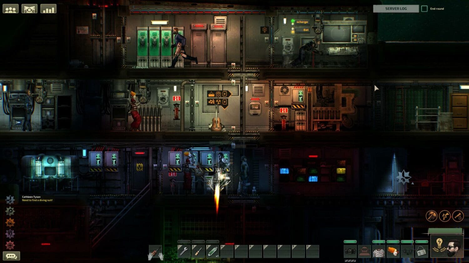 A screenshot of the submarine 2D cross section from Barotrauma