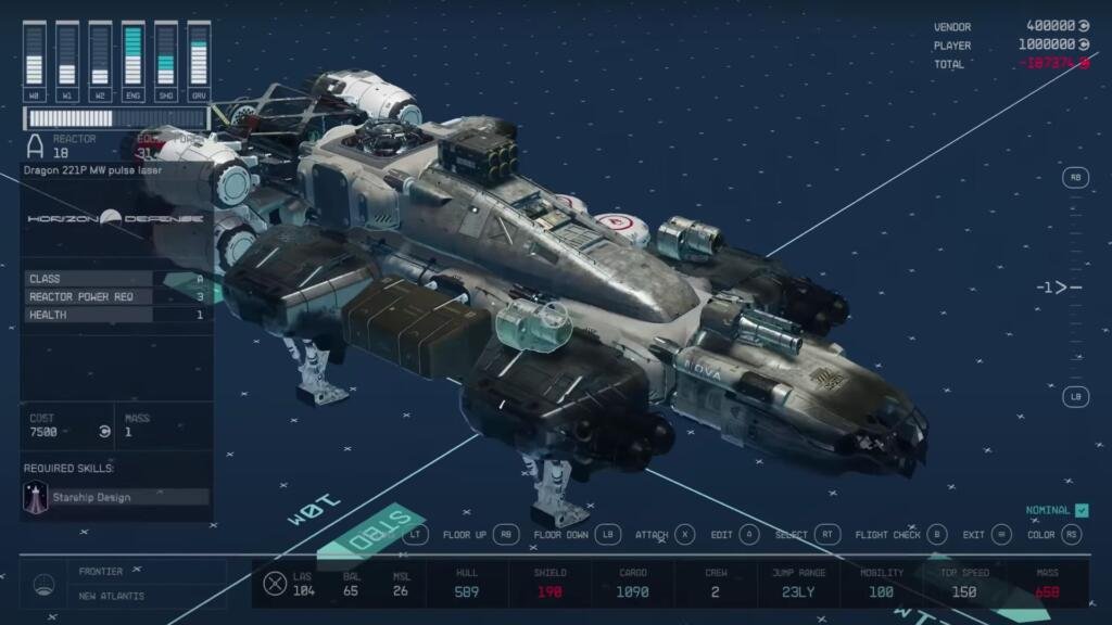 Starfield ship stats