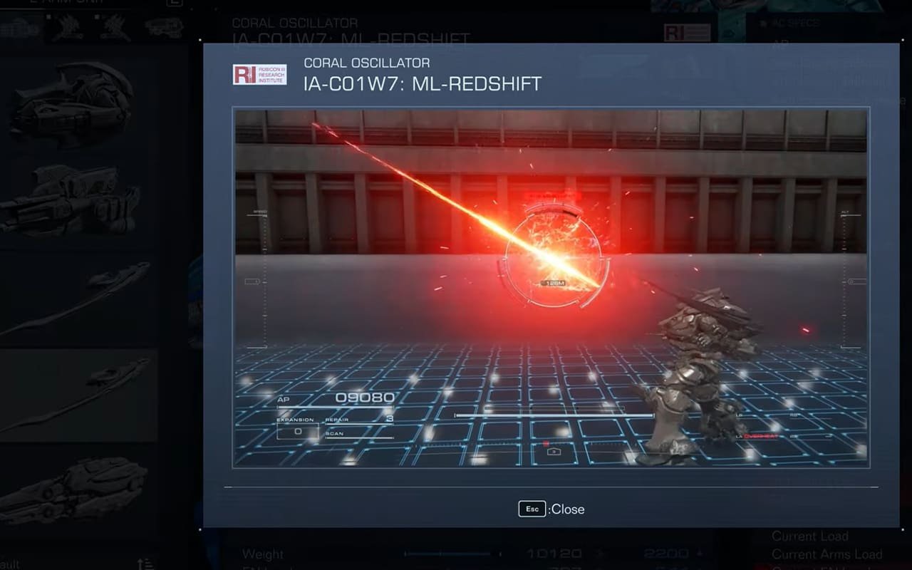 Armored Core 6 Coral Weapons