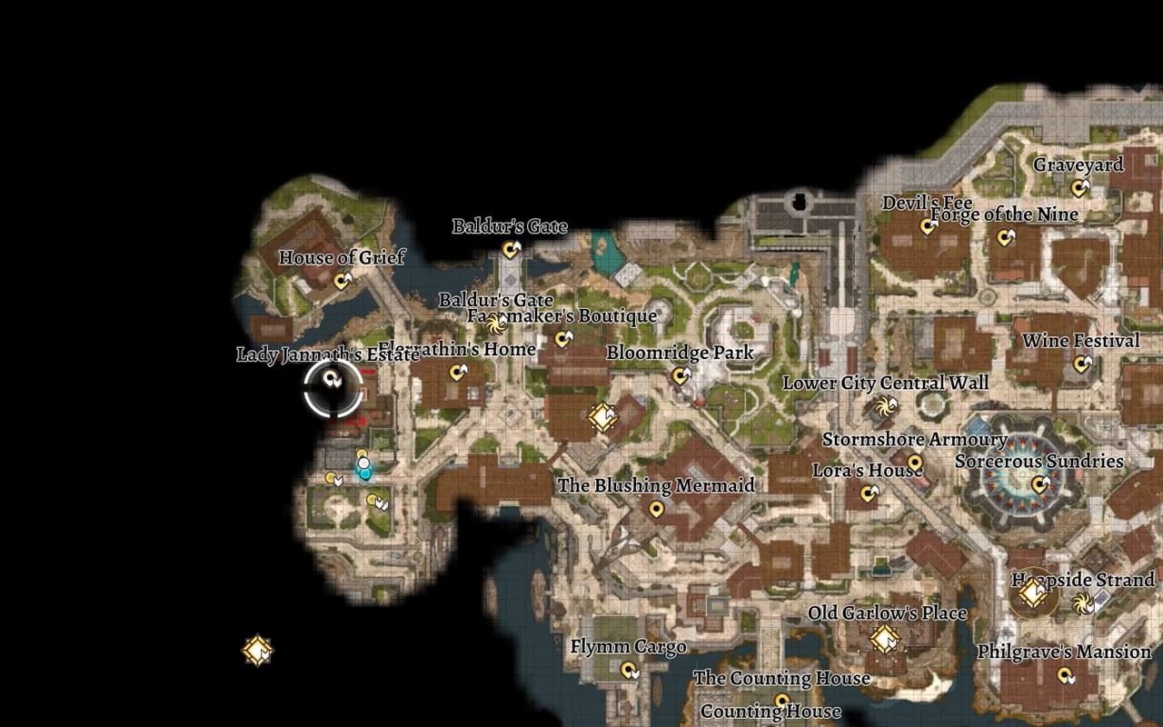 Oskar's location in Baldur's Gate 3 (map)