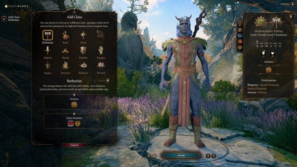 Character customization screen in Baldur's Gate 3