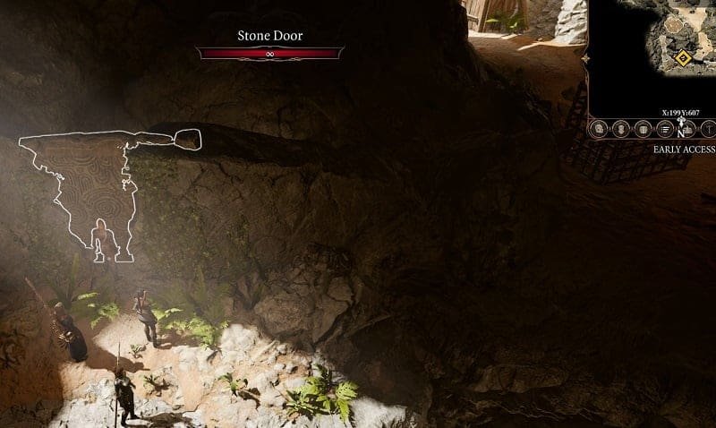 Stone door to secret passage from Druid Grove