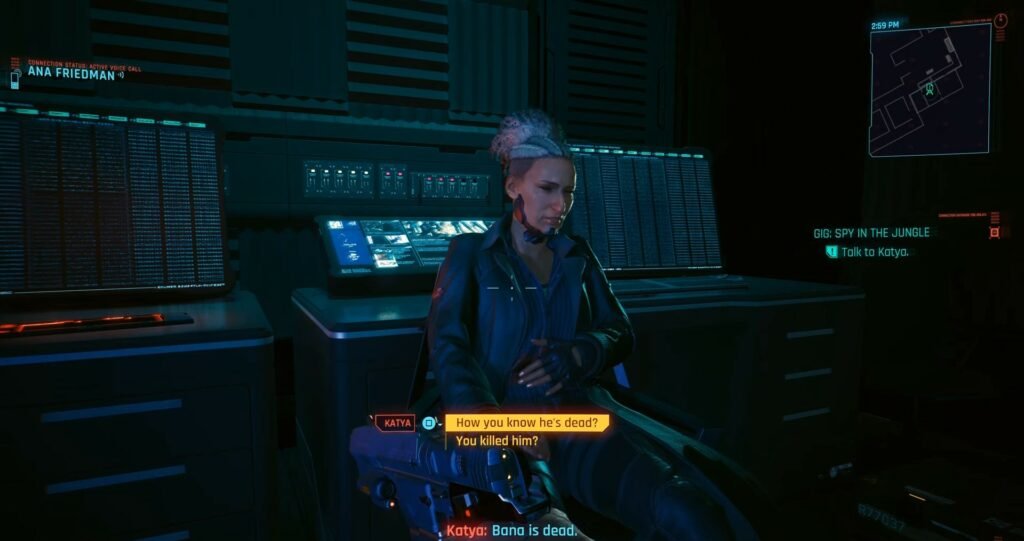 Katya in Cyberpunk 2077 Phantom Liberty Spy in the Jungle gig