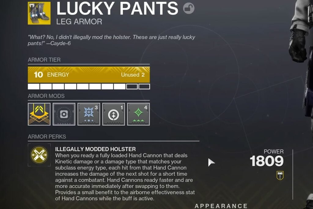 destiny 2 lucky pants stat page