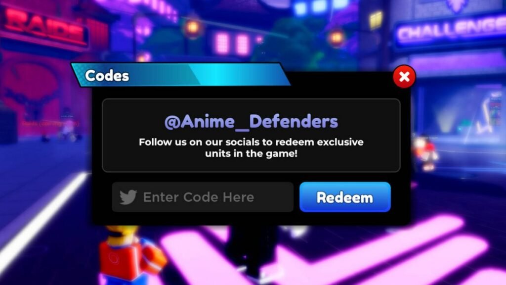 Anime Defenders Codes Redemption