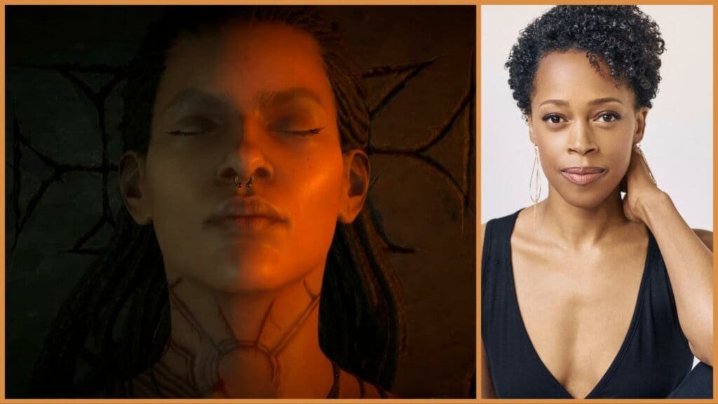 Taissa from Diablo 4 on the left, and Cherise Boothe, her voice actor, on the right.