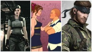 Resident Evil 1, Bully, and Metal Gear Solid from left to right.