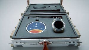 The opened box housing the Chronomark Watch