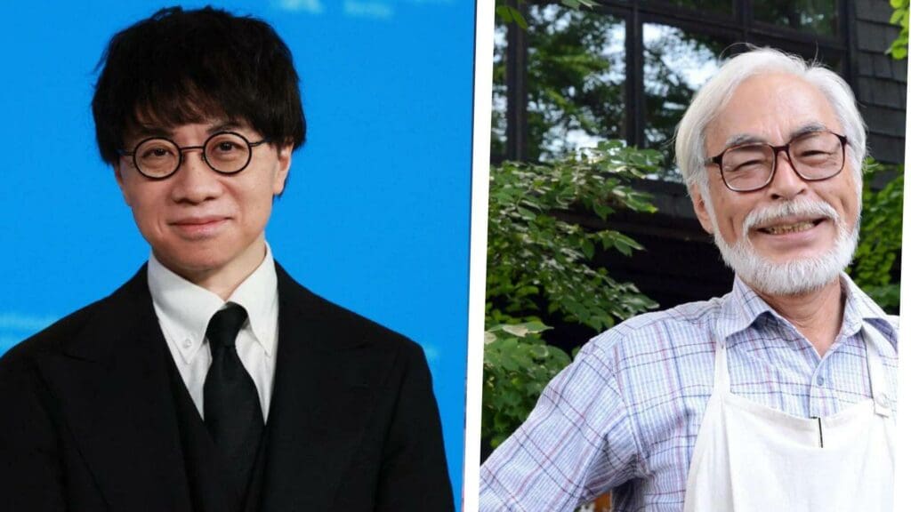 The two directors Makoto Shinkai and Studio Ghibli's Hayao Miyazaki