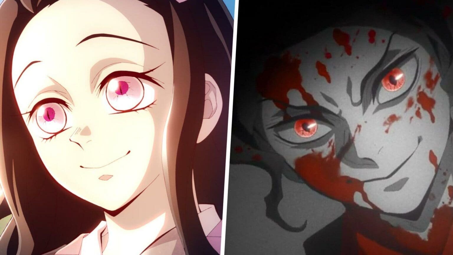 Nezuko Kamado and Muzan Kibutsuji in Demon Slayer season 3 finale