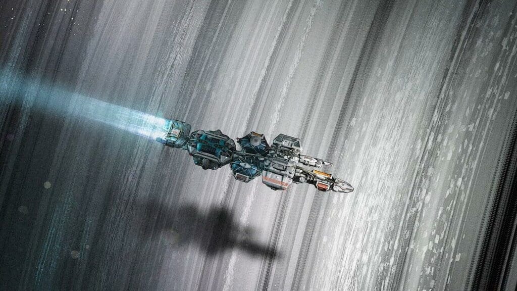 Starfield spaceship art concept