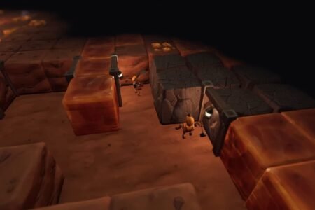 Robots banging on the walls of a mine in SteamWorld Build