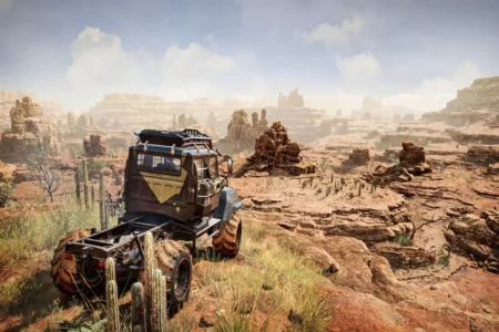 A lone truck in desert in Expeditions A Mudrunner-Game