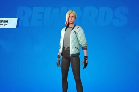 Jackie in Fortnite standing in front of redemption screen.