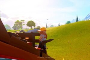 A shortsword in the hand of a player in Lego Fortnite.