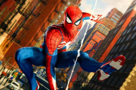 Marvel's Spider-Man image of Spider-Man swinging through New York.