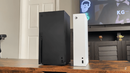 Xbox Series X and Series S placed together on a table.