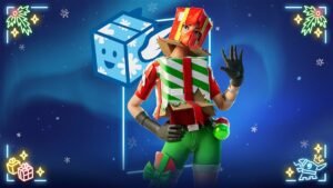 A woman in Fortnite inside of a package.