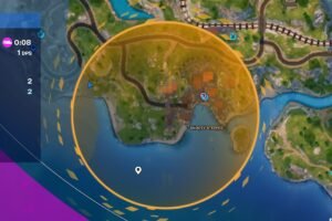 The yellow circle on the map in Fortnite.