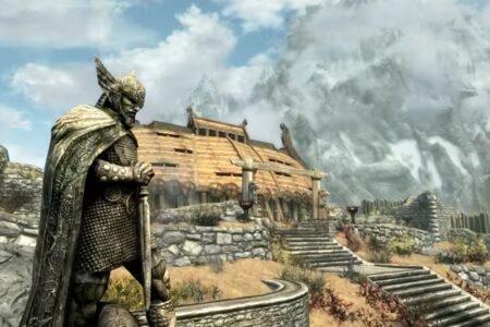 Skyrim Special Edition | Talos statue with Jorrvaskr in the background | Whiterun