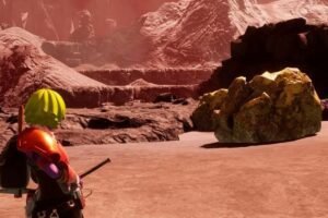 Player looking at a sulfur ore in Palworld