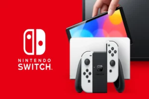 Nintendo Switch, along with controller and dock