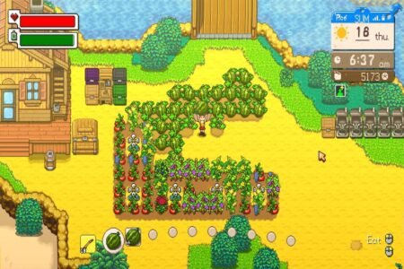 A game that looks a lot like Stardew Valley, with a farm, house and sea