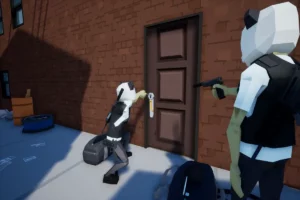 two players sneaking in a building for heist in One-armed Robber