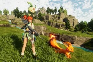 player and two pals in Palworld