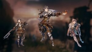 Different forms of Rackham in Granblue Fantasy Relink