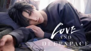 Love and Deepspace character lying in bed