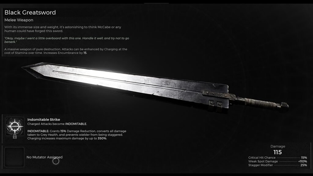 Black Greatsword Stat page