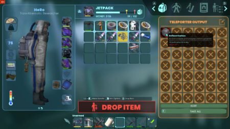 A player's inventory showing Refined Carbon in Abiotic Factor