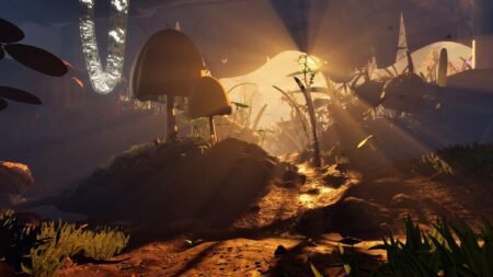 A mushroom in the sunlight in Grounded 2
