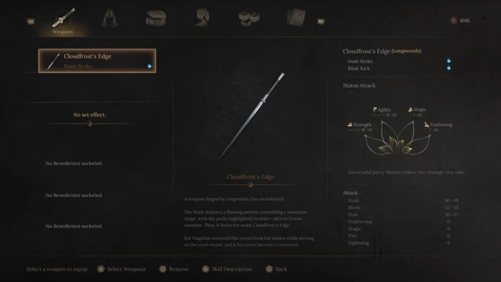 A screenshot of Cloudfrost's Edge in Wuchang: Fallen Feathers. 