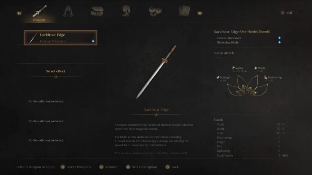 A screenshot of Darkfrost Edge in Wuchang Fallen Feathers. 