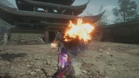 A screenshot of Gunpowder Spear in action in Wuchang Fallen Feathers.