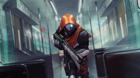 A screenshot of Hunter running with a gun in Destiny 2 Edge of Fate