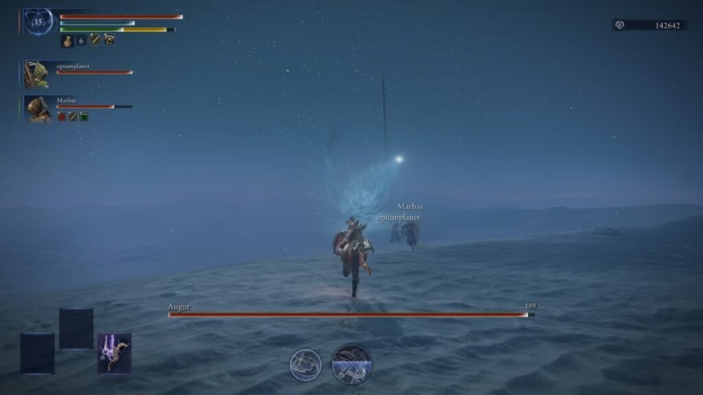 Elden Ring: Nightreign - Everdark Sovereign Augur (Maris) Boss Guide | Elden Ring | GamesHorizon A-screenshot-of-Nightfarers-fighting-Augur-in-Elden-Ring-Nightreign