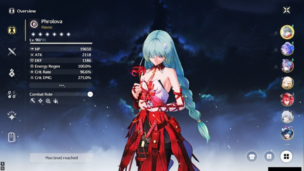 A screenshot of Phrolova's character screen in Wuthering Waves.