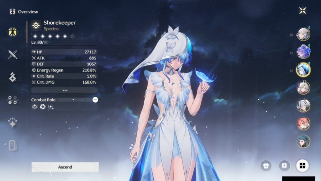 A screenshot of Cantarella from the character selection screen in Wuthering Waves